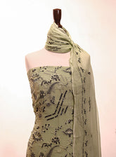 Royal Fashion Embroidered Chiffon Suits Unstitched 2 Piece - RF25EE 72 DARK PISTA